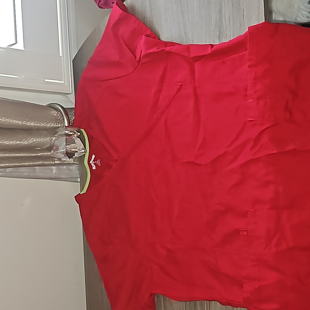 Red scrub top